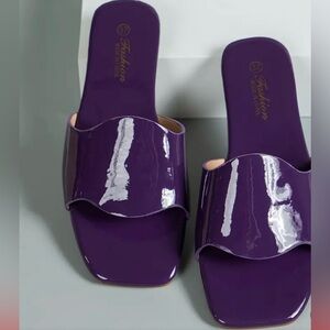 Toe Flat Slides purple ,lightweight,square,outdoor Slop Resistance women shoes